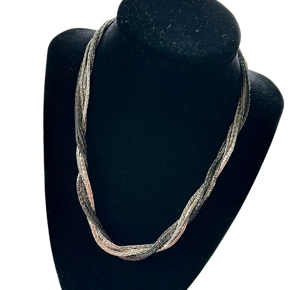 Lia Sophia Silver Black Intertwined Chains - Picture 1 of 2